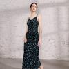 Women's French V-Neck Sleeveless A-Line Floral Maxi Dress