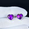Purple Spiny Turquoise Earrings | 925 Sterling Silver Stud Earrings | Handmade Gemstone Love Studs Heart Earrings | Boho Jewelry Birthday Gift