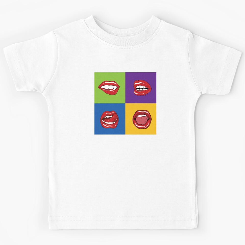 Pop Art Shirt Lips Graphic Art Retro Gift Tee Kids T-Shirt 170
