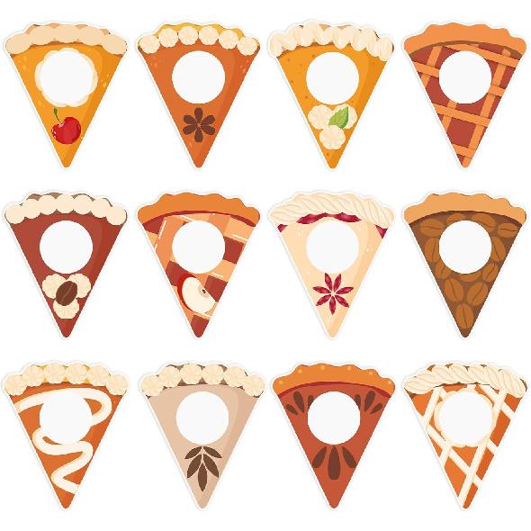 60 Pcs Thanksgiving Pumpkin Pie Cutouts 12 Styles DIY Photo Craft Cutouts Fall Autumn Harvest Pumpkin Pie Bulletin Board Decor for Thanksgiving