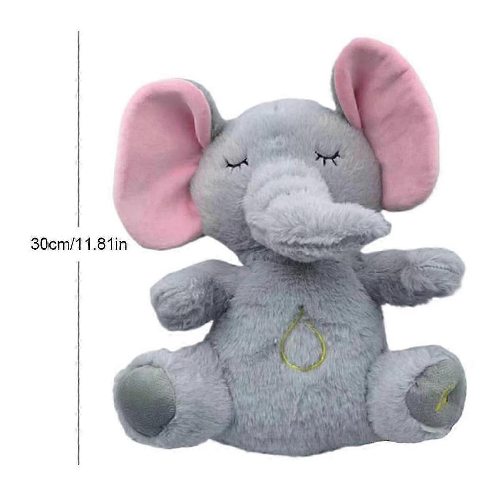 Calming Elephant Plush Baby Sound Machine Soothe Snuggle Elephant Breathing Stuffed Animal Plush To