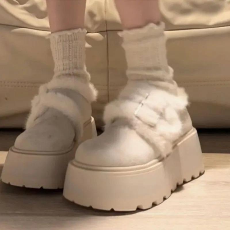 New Retro Fleece and Thick-soled Cotton Shoes for Women, Warm Snow Boots