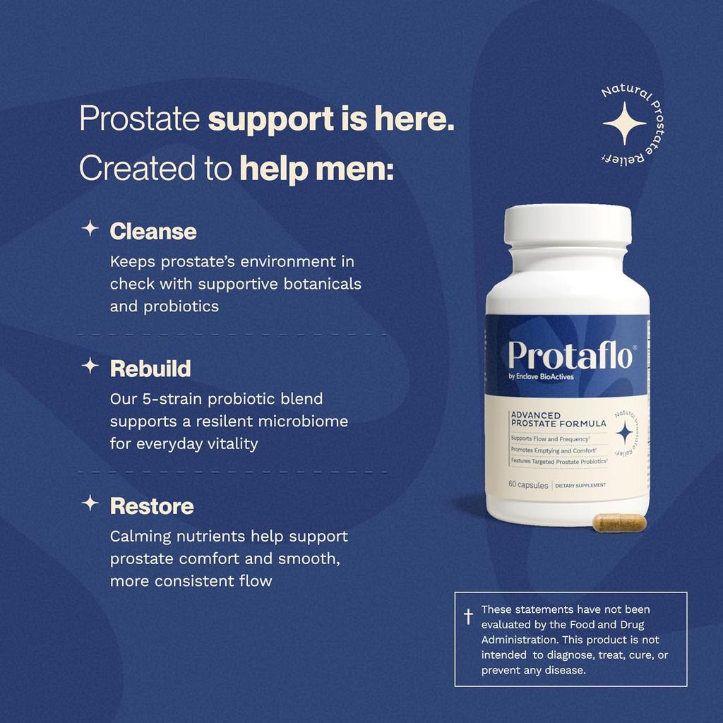 Prostate Supplements for Men - Supports Urinary Flow & Bladder Control | Probiotics + Black Walnut, Lycopene, Pumpkin Seed, Vitamin D3 & K2, 60 Caps