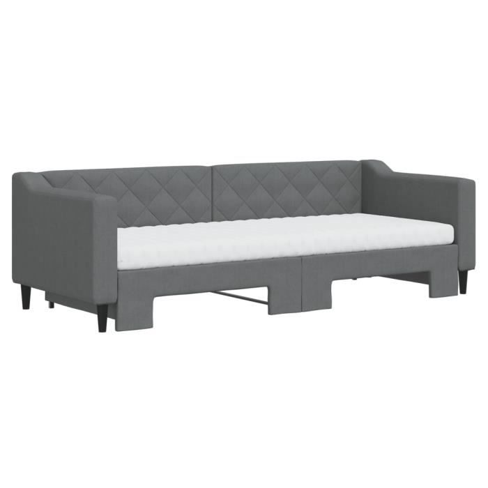 VidaXL Lit de jour avec gigogne et matelas gris foncé 80x200 cm tissu 3197440