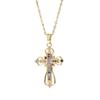 Light Luxury Cross Necklace Niche Unique Colorful Zircon Pendant Necklace Fashionable Versatile High-end Necklace