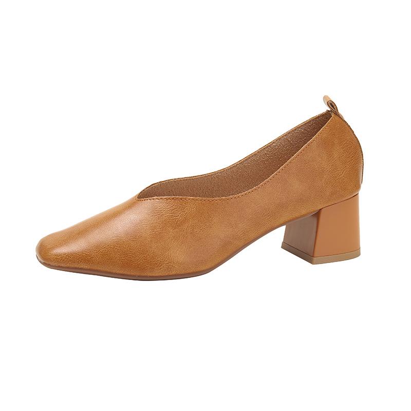 Women’s 2024 Spring/Autumn Square Toe Chunky Mid Heel Professional Interview Shoes