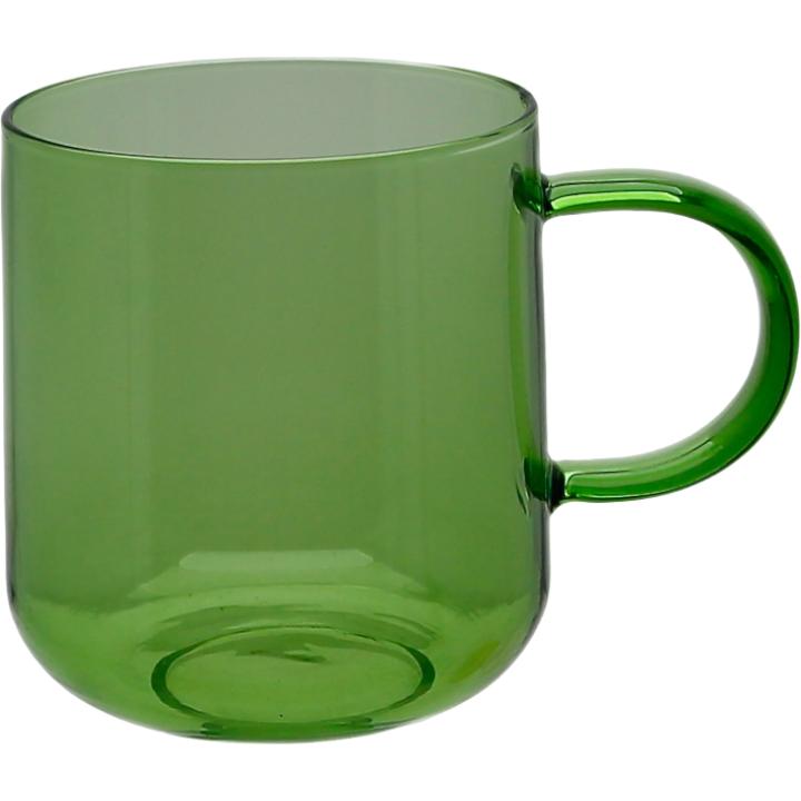 GLASS MUG FOR COFFEE AND TEA 310 Ml. 8.7 Cm GREEN