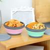 3 Pieces Silicone Folding Bowls with Lid Foldable Lunch Box Portable Salad Bowl Sets