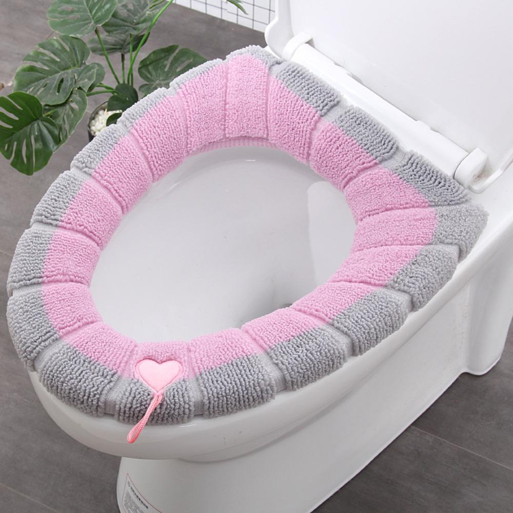 1 Pack Stitched Color Portable Toilet Mat O Type Universal Washable Washable Skin Friendly Soft Breathable Toilet Seat Cushion