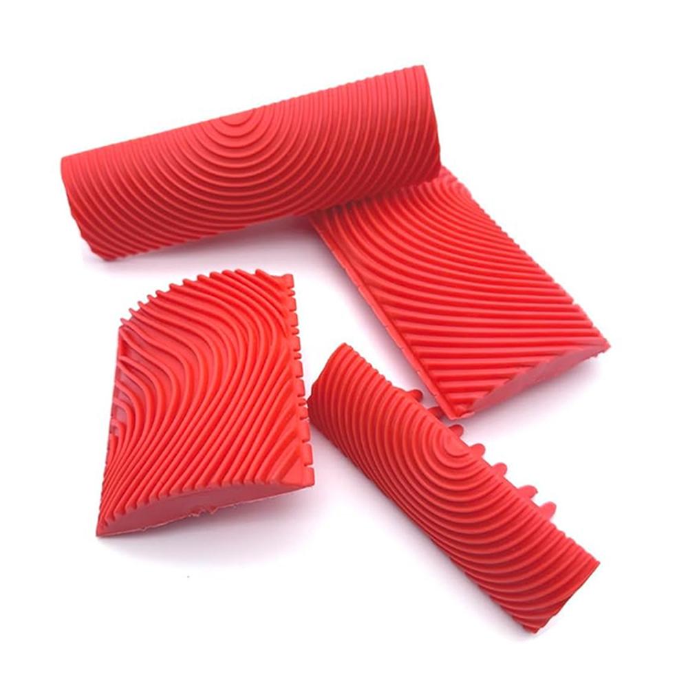 4Pcs Red Wood Grain Tool Kit for Decorative Painting Premium Wood Graining Tool