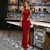 Women's Sexy Sleeveless Slit Dress Diamond Long Dress Evening Gown