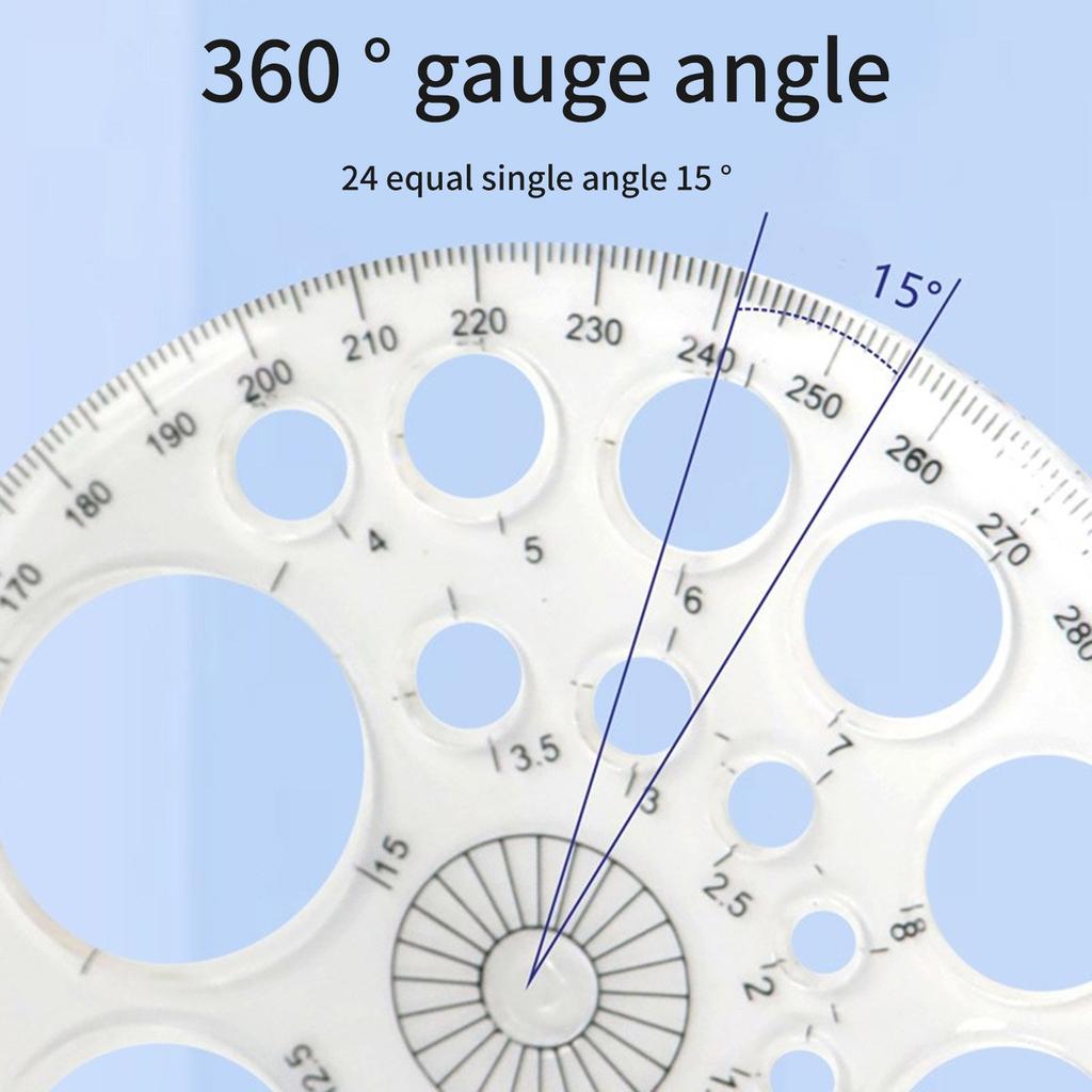 5 Pcs/Set Round Circle Template Circle Stencil Circle Ruler Circle Protractor Large and Small Circle Drawing Aid Tool