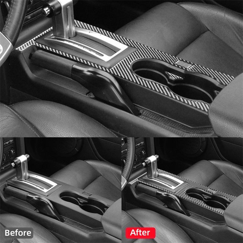 For Ford Mustang GT 2005-2009 S197 Accessories Carbon Fiber Interior Car Gear Box Shift Panel Sticker Trim Frame Cover Decor