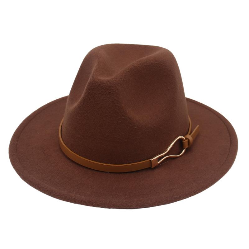 Foreign Trade Elegant Felt Hat Belt Buckle Top Hat Modified Face Jazz Hat British Dance Performance Woolen Hat Literature And Art