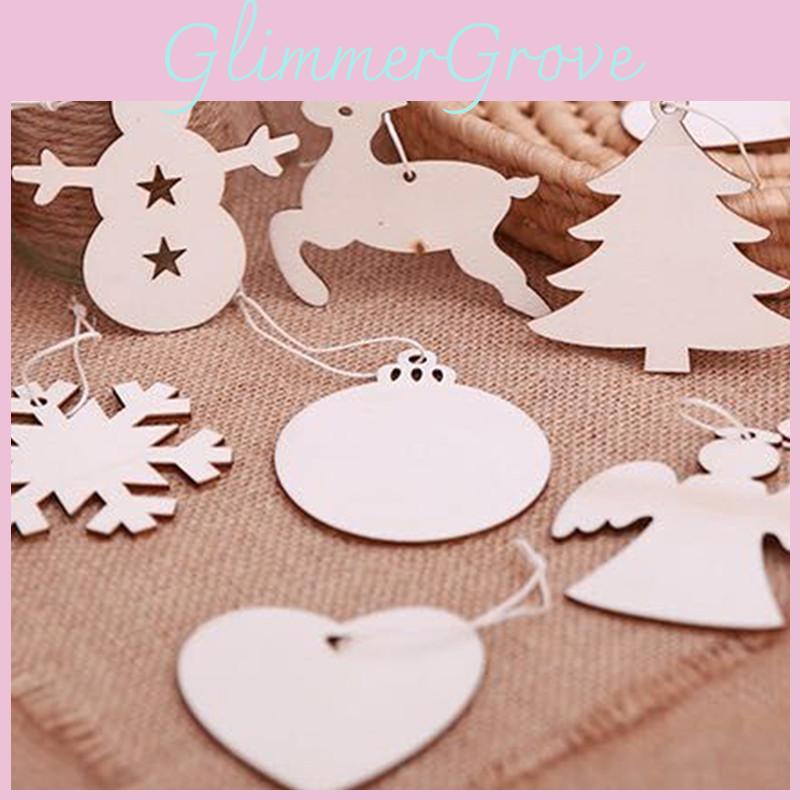 Set Of 10 Charming Wooden Christmas Tree Hanging Decor Craft Gift Pendants
