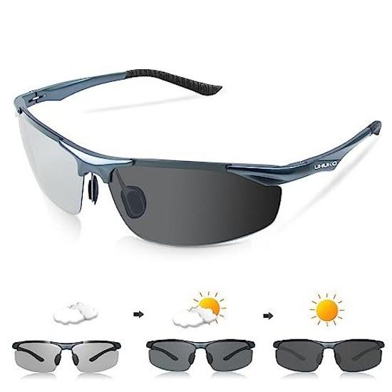 UHUKO Photochromic Sunglasses Night Vision Enhancement Polarized Day Use Fast UV Protection Super Lightweight UV-Sensitive Lenses Sports UV400 Fishing