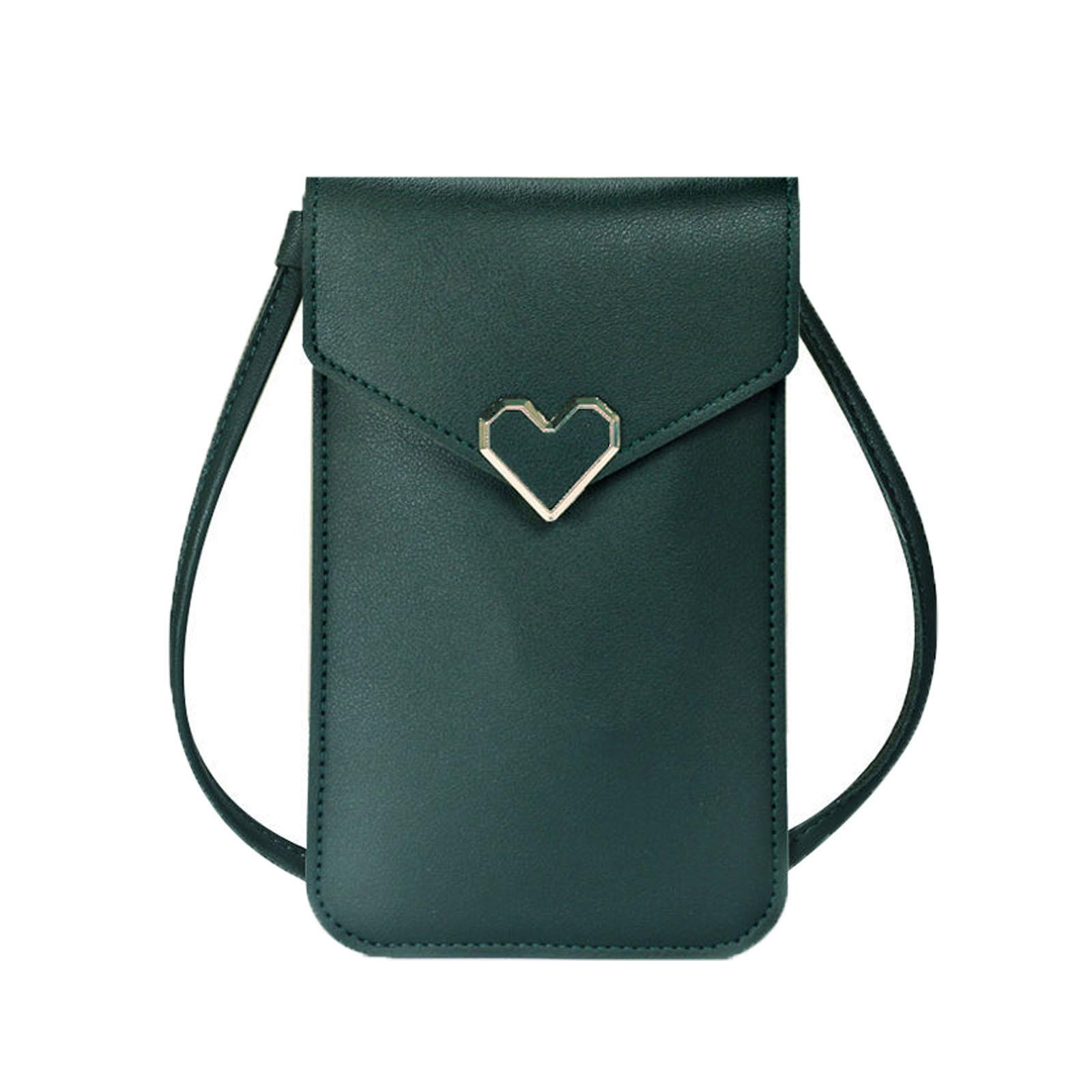 

Женская сумка для телефона, сенсорная кожаная сумка через плечо, мини-сумка через плечо One Size зелёный