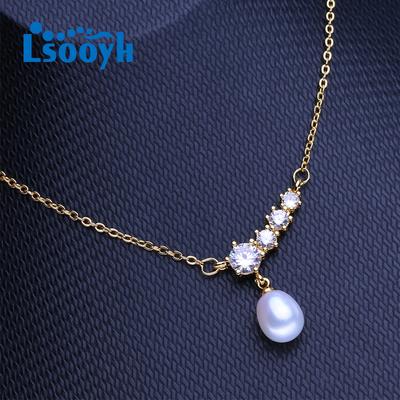 Natural Freshwater Cultured Pearl Necklaces For Women Girl Classic Gold Color Pendant Clavicle Chain Birthday Gift Wholesale
