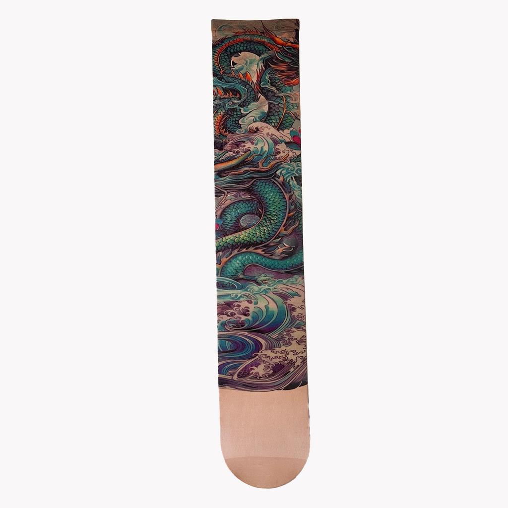 Sunscreen Sleeves Men's Ice Sleeves Flower Arm Tattoo Sleeves Thin Outdoor Riding Hand Sleeves Arm Protectors Sunshade Driving Arm Cover