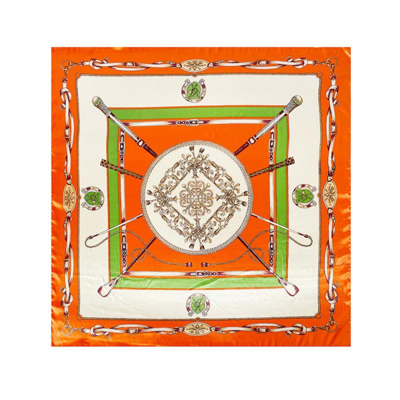 90cm Silk Scarf Headscarf Classic Scepter Print Silk Scarf Women's Satin Square Scarf Shawl