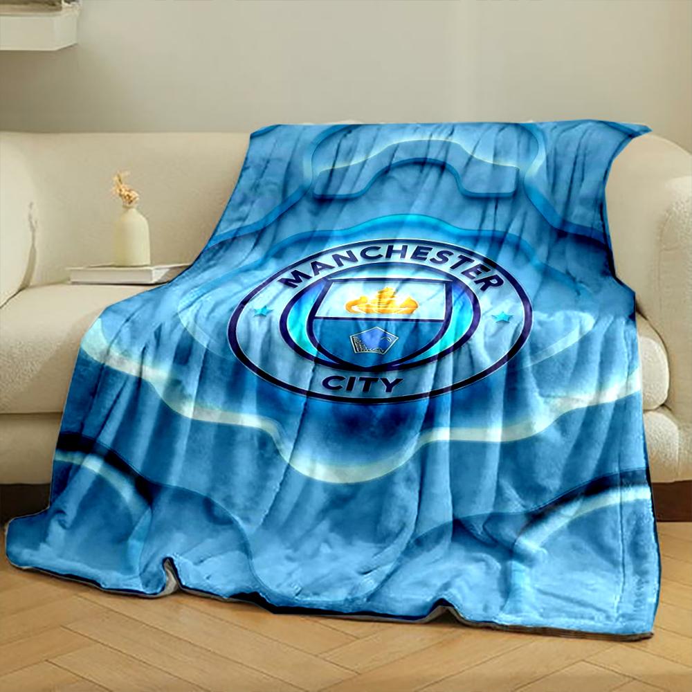 Manchester City Designed Flannel blanket for bedroom, living room, sofa, and nap