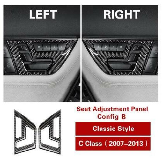 For mercedes C class w204 carbon fiber Car interior Seat Adjust button sticker