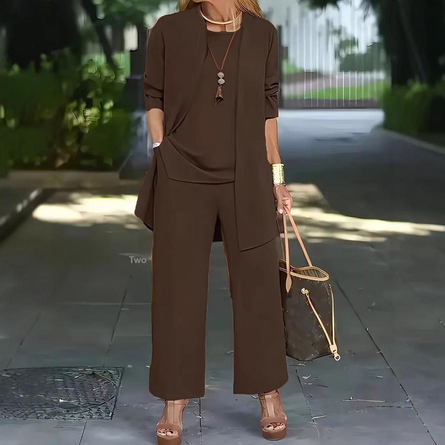Women's Autumn Winter Casual Workwear Pants Long Sleeve Cardigan Jacket Camisole Set