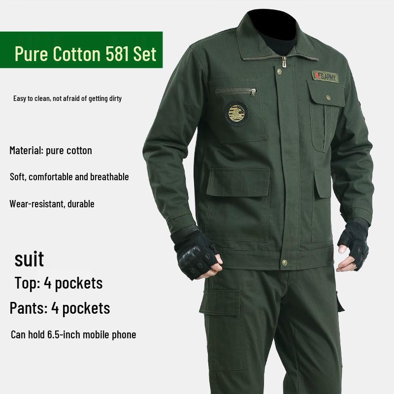 Thickened Wear-Resistant Workwear Set: Spring/Autumn Anti-Scald Protection Suit for Men, Ideal for Workshop, Construction, Auto Repair, Welding.