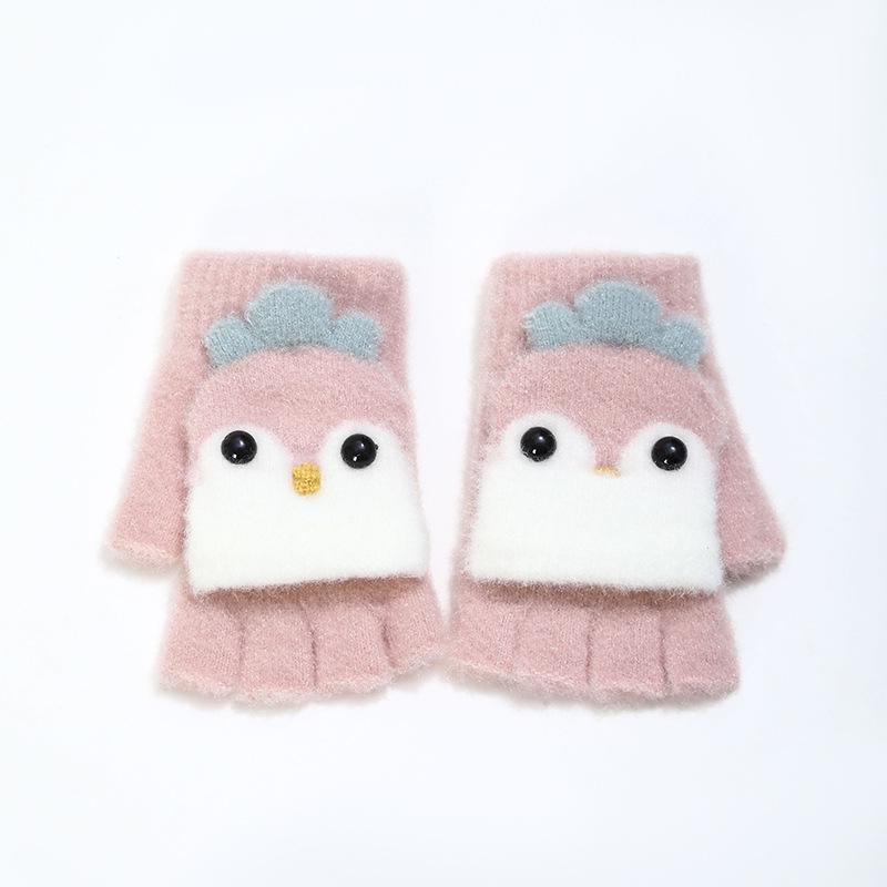Winter Warm Kids' Flip-Top Half-Finger Gloves for Writing and Cycling Outdoors