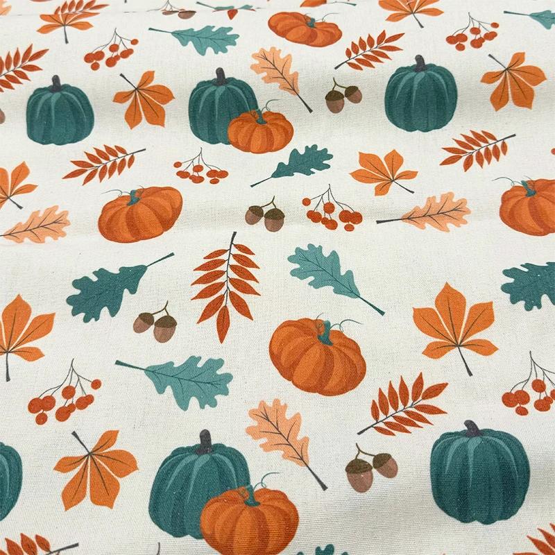 0.5m/1m/2m Cotton Linen Christmas Print Fabric For Tablecloths, Curtains, Christmas Decoration, Sofa Pillows Handmade DIY Fabric
