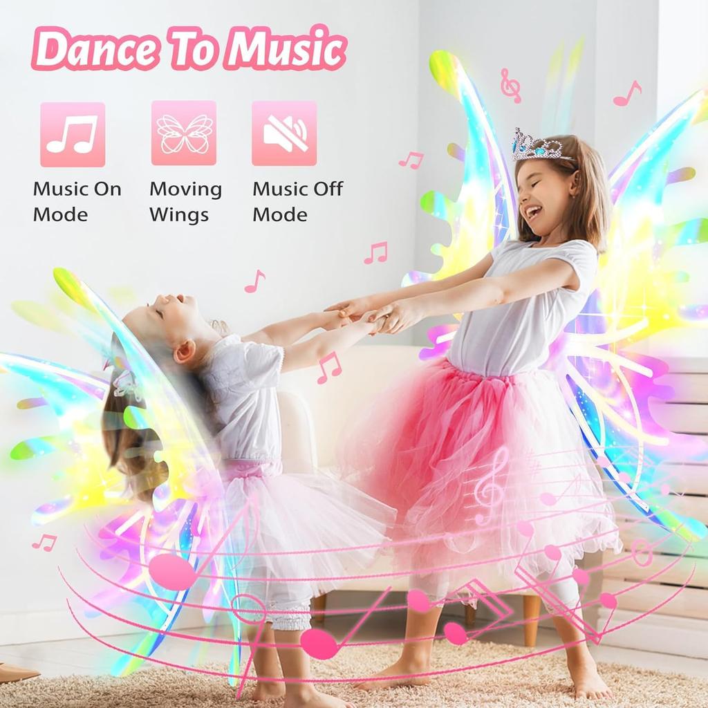 Angel Elf Fairy Cosplay Princess Battery Electric Light Butterfly Wings that Move with Toys for Girls [Toileeu] Wings, Wings, Wings, Kids, Set, DIY,