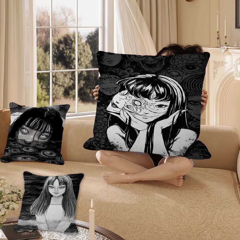 Anime Junji ItoI TomieT Horror Comics Cushion Cover Car Throw Pillow Case For Sofa Car Christmas Gift