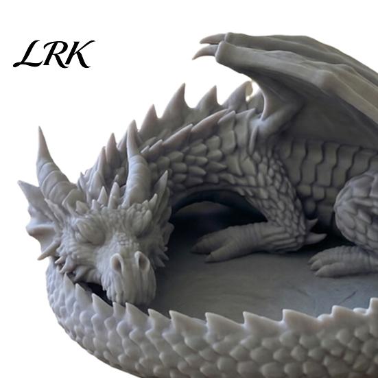 Dark Gothic Home Decor 3D Printed Fantasy Dragon Jewelry Tray, Winged Desktop Organizer, Style Key Dish Mythical Figurine Bowl for Bedside Nightstand,