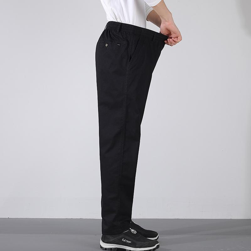 Spring Autumn Men's Clothing Pockets Button Elastic High Waisted Fashionable Casual Straight Pencil Cargo Trousers Vintage Pants