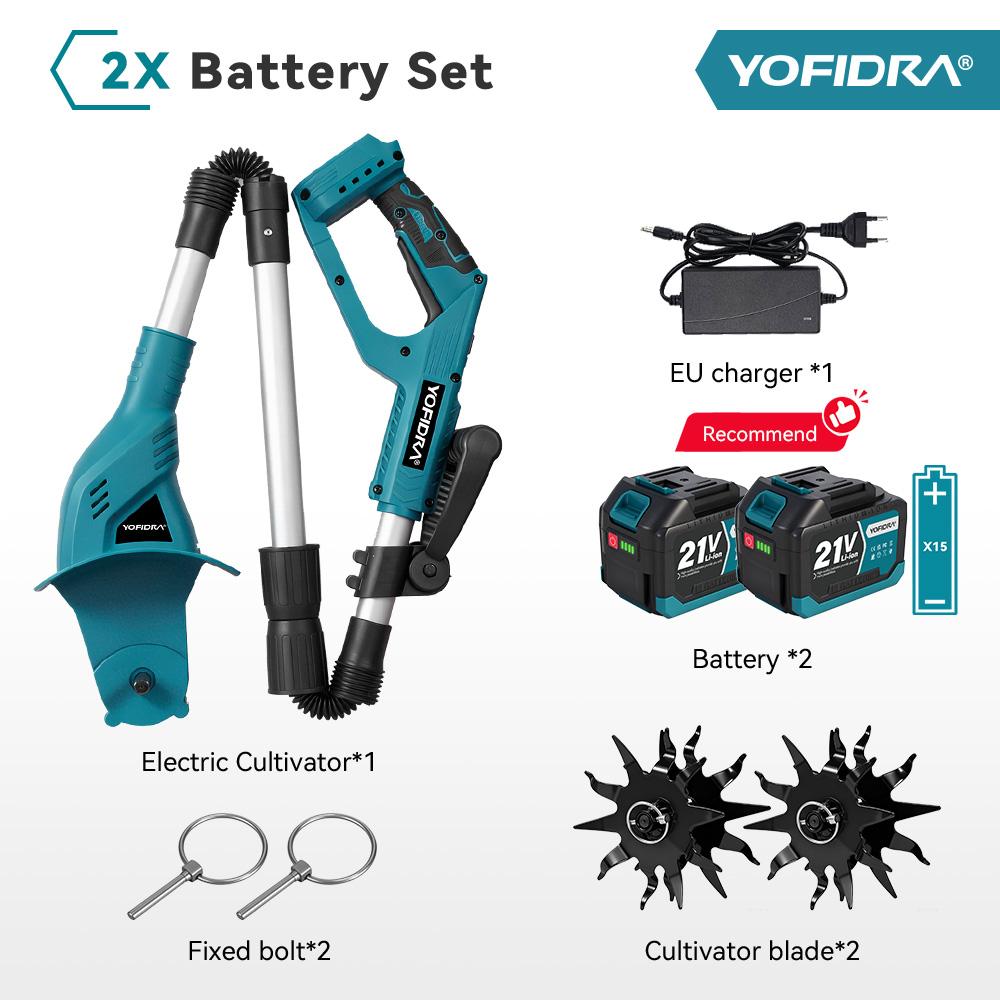 Yofidra 1200W Electric Scarifier Electric Garden Tiller Garden Cultivator Rototiller Lawn Mower Tool For Makita 21V Battery Pin