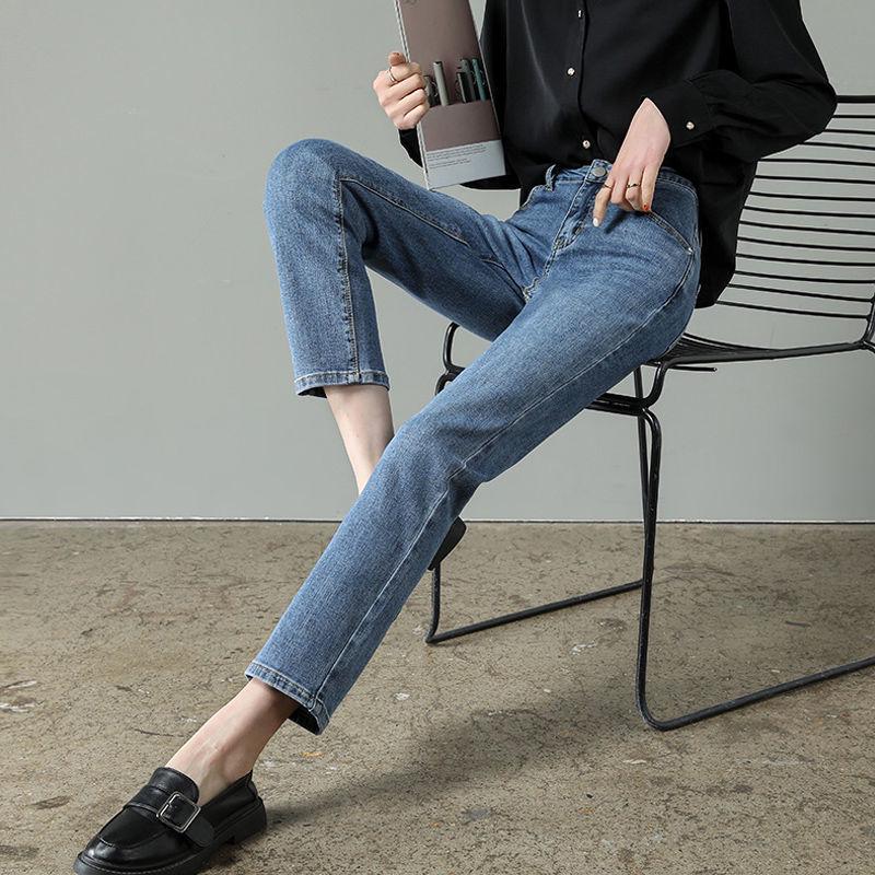 Women s High Waist Plus Velvet Cropped Cigarette Jeans - Fall/Winter Collection 2025 29