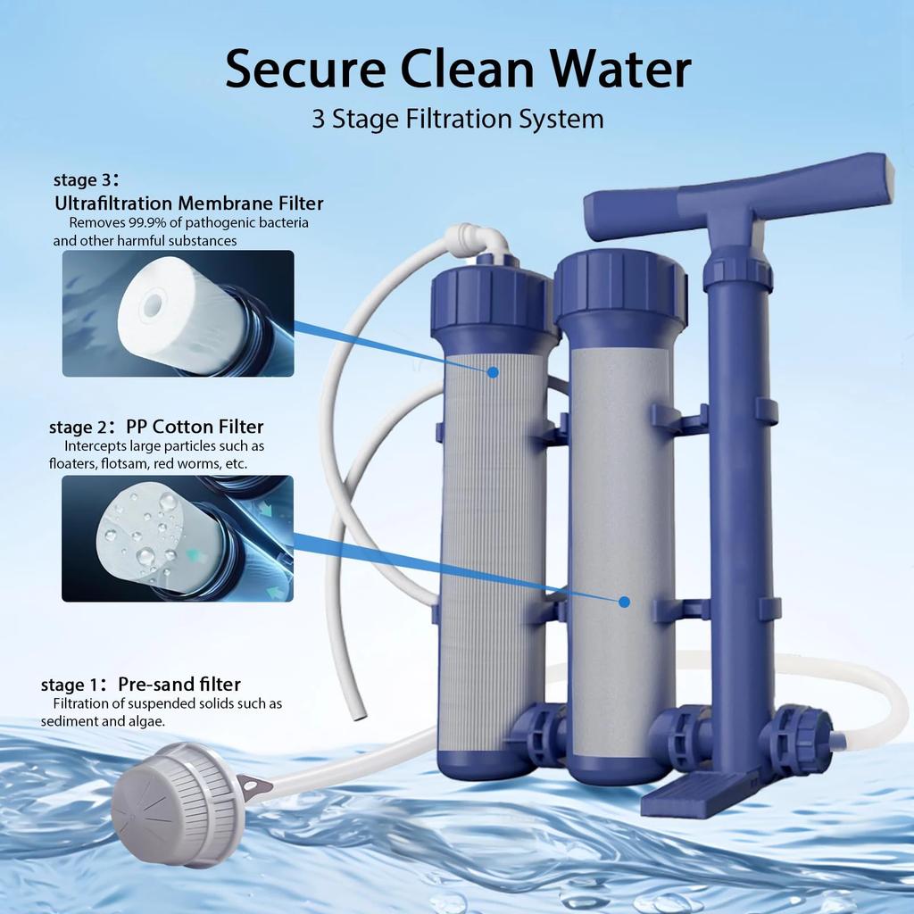 Field Camping Survival Purifier Portable Water Purifier Drinking Water Filter Outdoor Water Purifier Handheld Pressure Filter