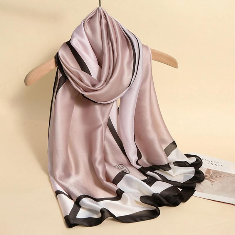 New Silk  Scarf Women Soft Satin Hairband Neckerchief Office Hijab Headband Foulard Gift Luxury Design Brand