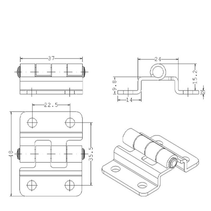 Cast Iron Boat Door Head Hinges Stainless Steel Precision Casting Hinge Four Sections For Yacht Boat Furniture Door Accessories