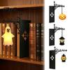 Doplňky do pokoje Dark Academic Halloweenská lampička na knihovnu, Vintage kovová dekorativní lampa na polici, Bateriově napájené světlo do koutku na čtení, Teplá LED noční lampička pro