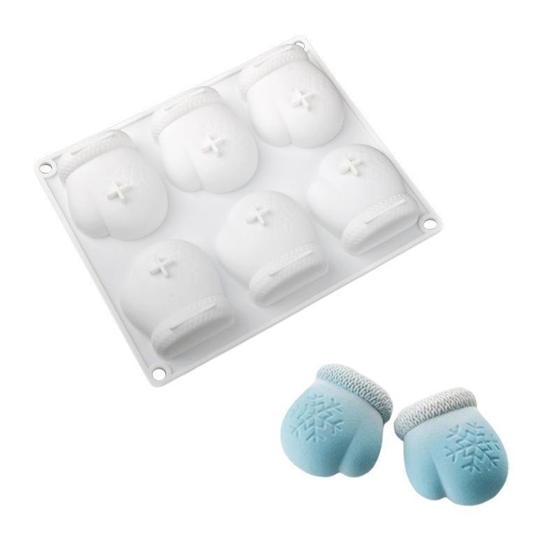 6 Cavities Mittens Cake Silicone Mold Chocolate Mousse Pastry Mould For Handmade Baking DIY Aroma Gypsum Soap Candle Model Tools