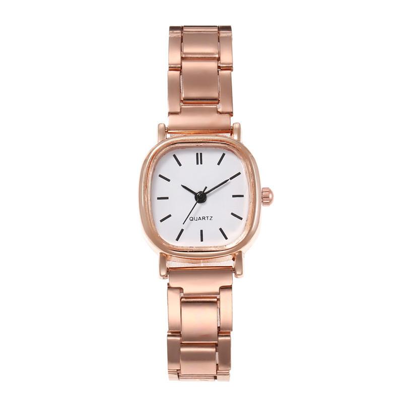 Student Watch Woman Vintage Square Minimalist Quartz Steel Band For Study Use