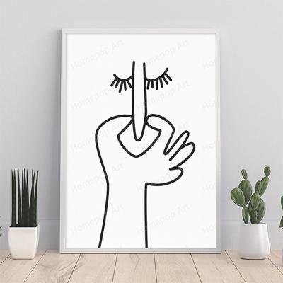 Wall Art Canvas Painting for Home Decor, Humour, Bad, Smell, Line, Cute, Of the Bathroom, Sign, Poster, Prints, Images