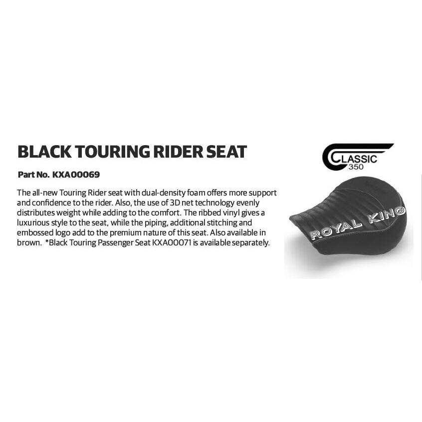 Royal Enfield "New Classic 350" Reborn "Black Touring Rider Seat" With "Spring"