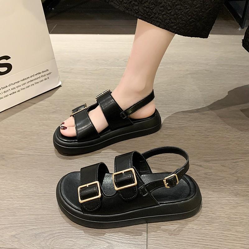 

2025 Brand Rhinestone Shoes Ladies High Heels Platform Sandals Double Buckle Band Sandals Woman Muffins Crystal FlipFlops Mujer 5 чёрный