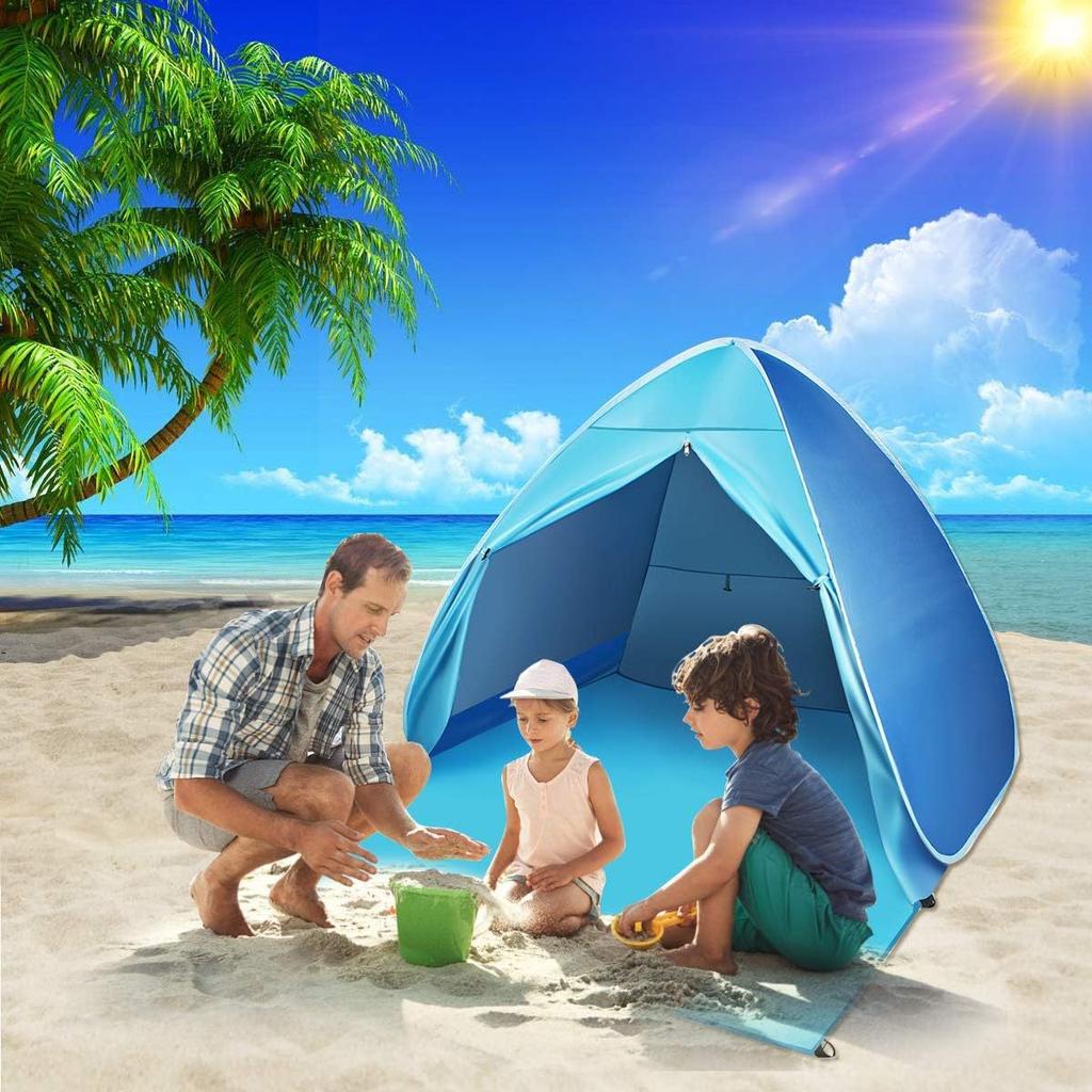 Schnelles automatisches Strandzelt, Outdoor-Strandschatten-Sonnenschutzzelt, UPF50+, tragbares Stranddach für Camping-Angeln