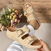 Fashion Fashion Summer Women Slipper Closed Toe Summer Shoes Comfort Double Buckle Wedge Ladies Sandals Platform Casual Slippers