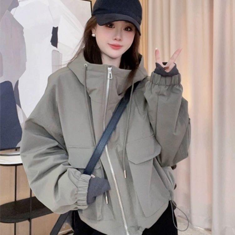 

Стильное и модное женское пальто в корейском стиле с хлопковой подкладкой, короткая рабочая парка, теплое и высококачественное XXL серый