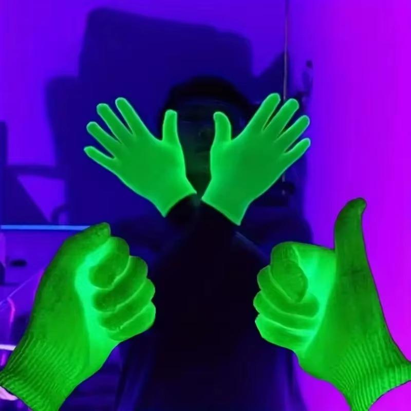 Fluorescent Green Gloves Glow In UV Neon Glove Neon Party Supplies Glow In Blacklight UV Light Theme Party For Birthday Decor
