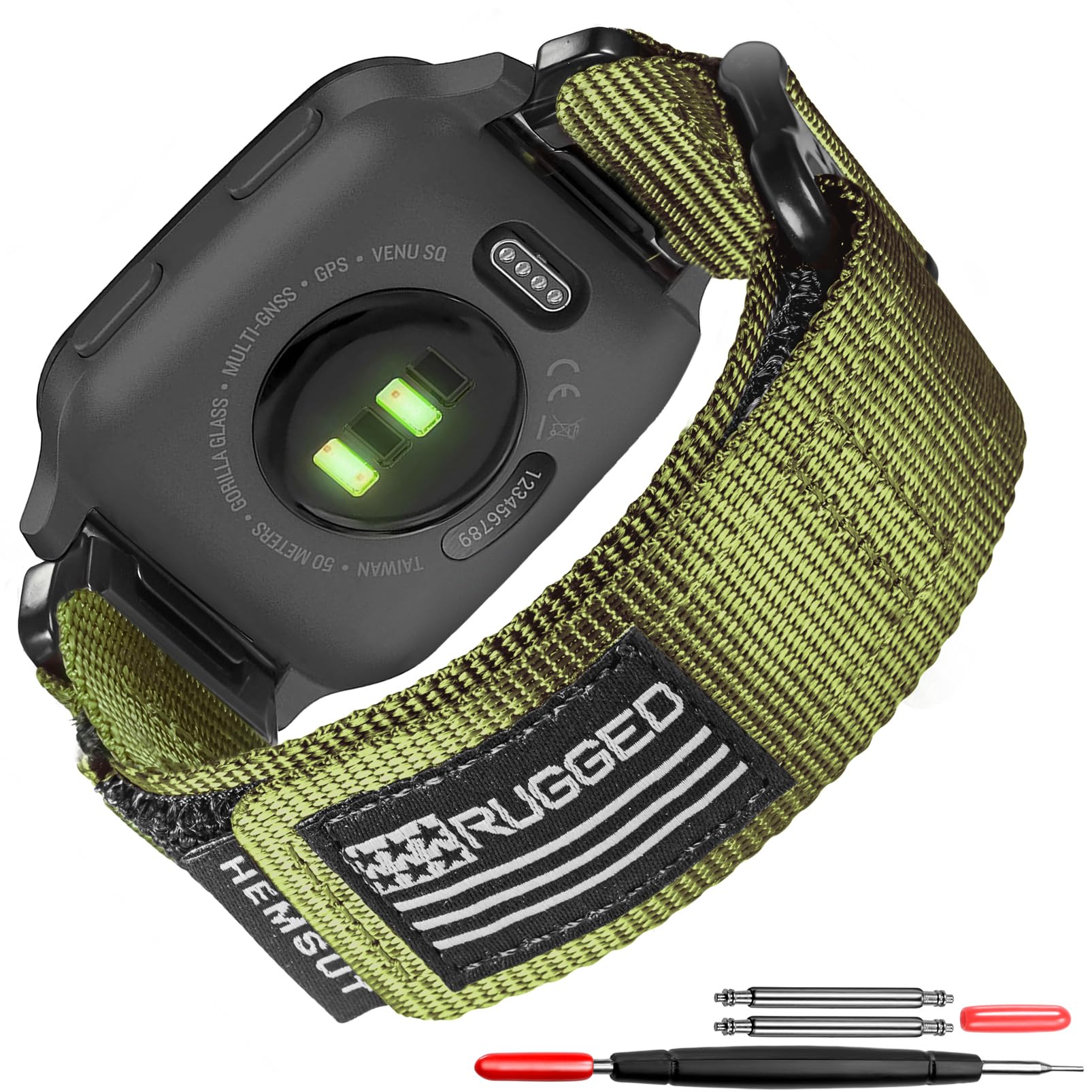 

Ремешок для часов Garmin Ремень Совместим с Venu 2 Venu 3 2 Venu 3 Venu 2S Garmin нейлоновый сменный ремешок [hemsut h] / (Venu / только, исключено) Дышащий, зелёный